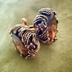 Vintage estate brutalist jeweled Kramer cufflinks
